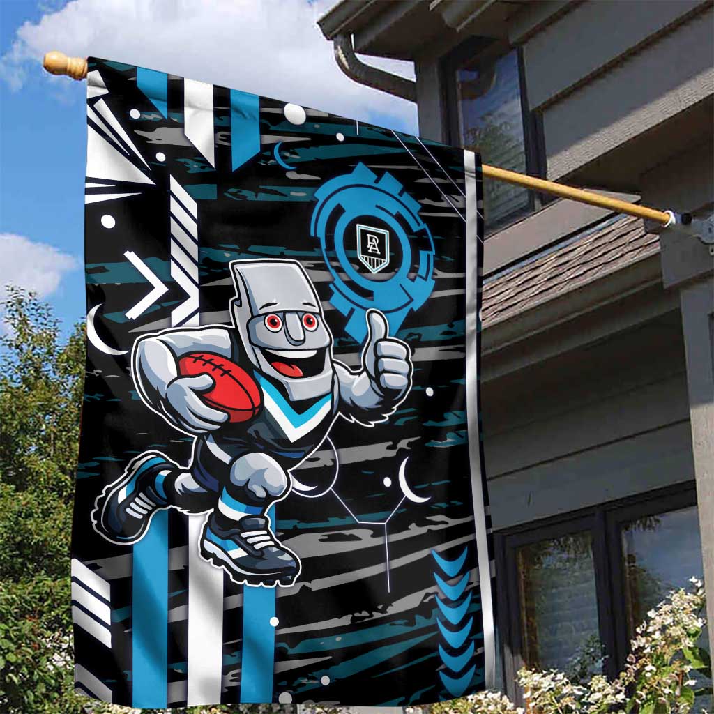 Port Adelaide Power Garden Flag Mascot Cartoon Football Illustration Style