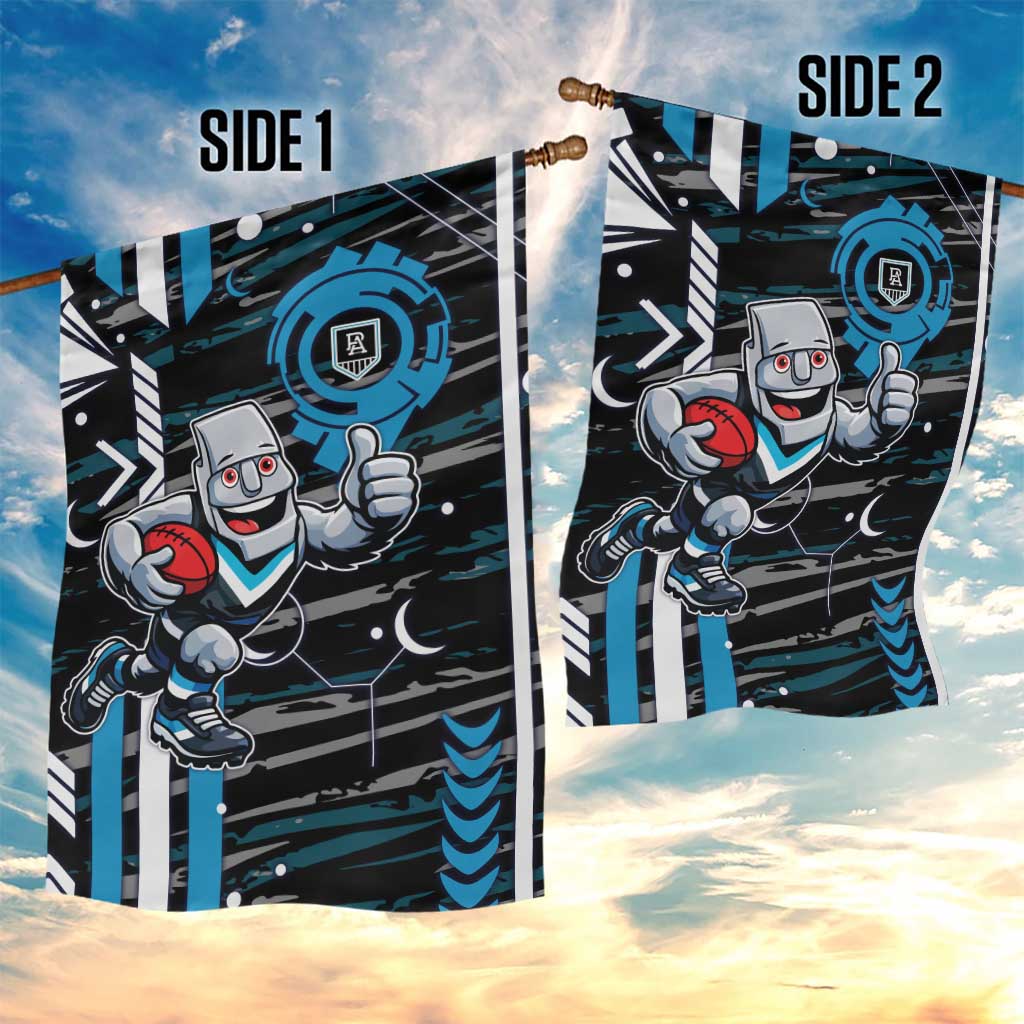 Port Adelaide Power Garden Flag Mascot Cartoon Football Illustration Style