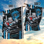 Port Adelaide Power Garden Flag Mascot Cartoon Football Illustration Style