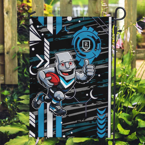 Port Adelaide Power Garden Flag Mascot Cartoon Football Illustration Style