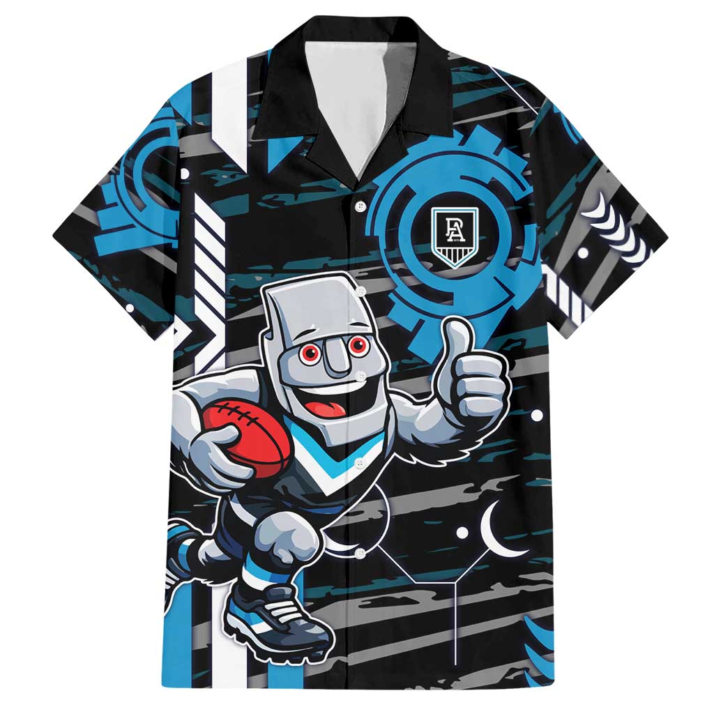 Port Adelaide Power Hawaiian Shirt Mascot Cartoon Football Illustration Style