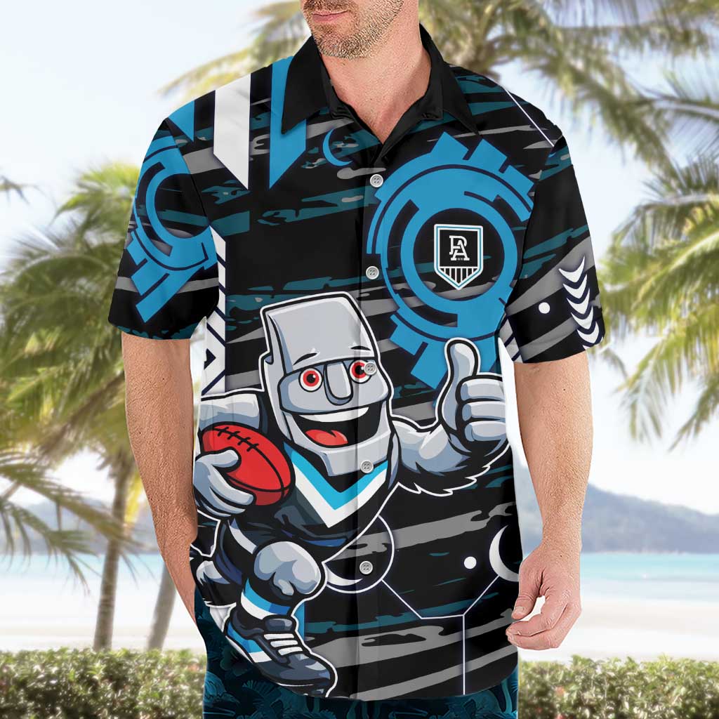 Port Adelaide Power Hawaiian Shirt Mascot Cartoon Football Illustration Style
