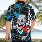 Port Adelaide Power Hawaiian Shirt Mascot Cartoon Football Illustration Style