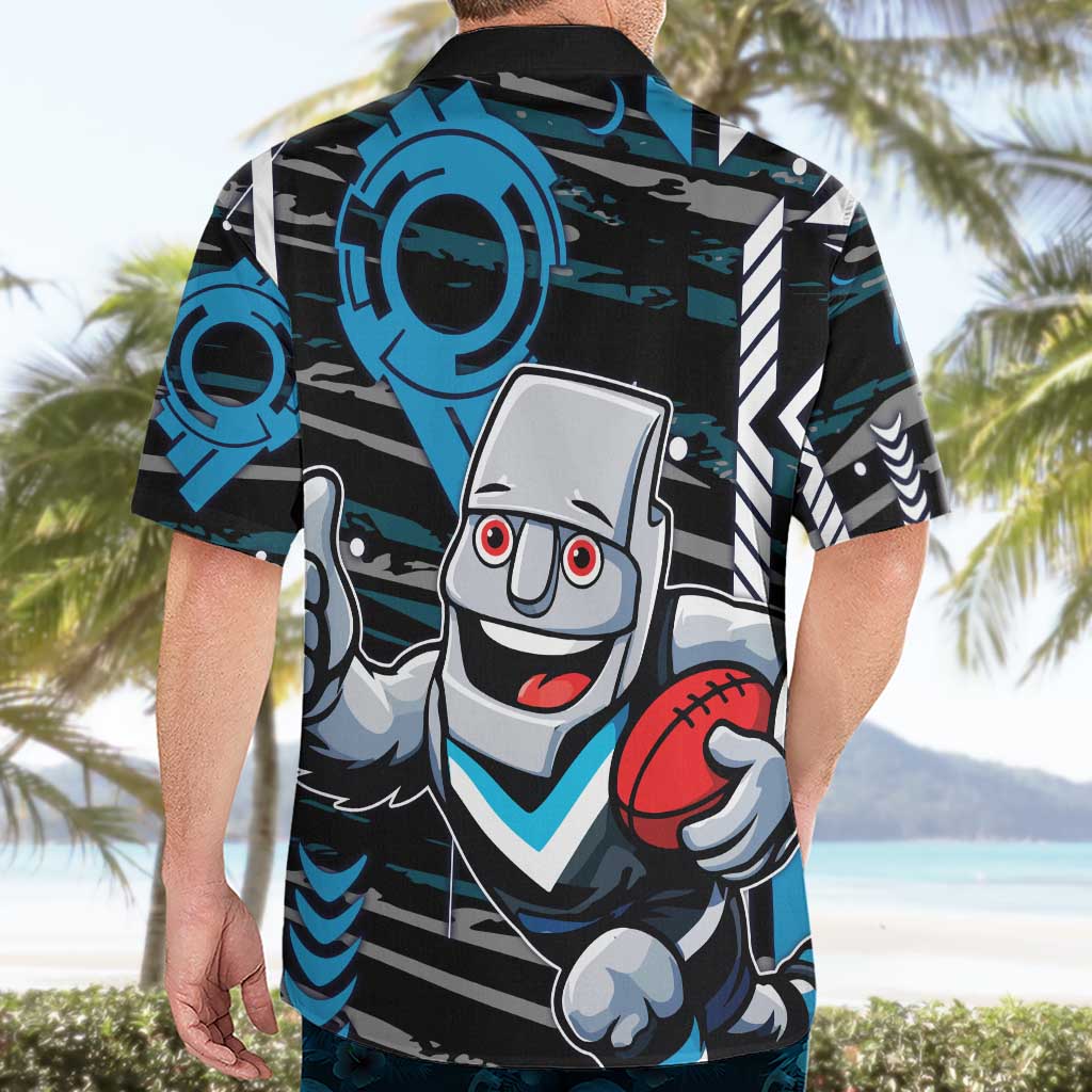 Port Adelaide Power Hawaiian Shirt Mascot Cartoon Football Illustration Style