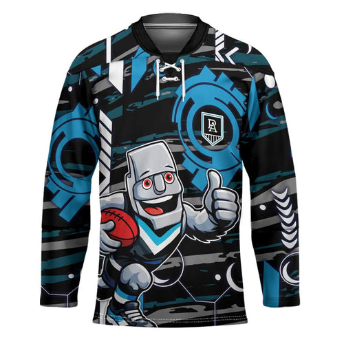 Port Adelaide Power Hockey Jersey Mascot Cartoon Football Illustration Style