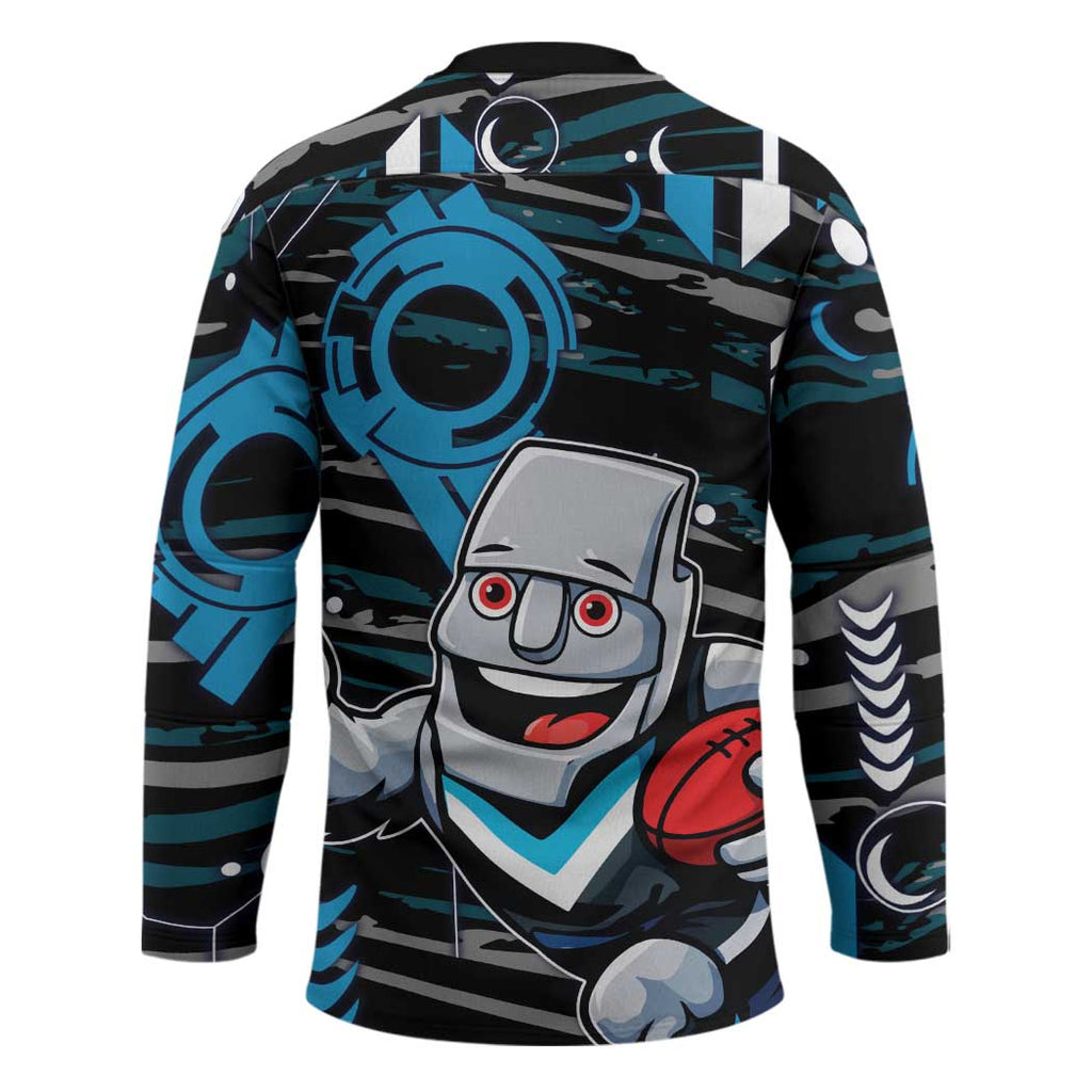 Port Adelaide Power Hockey Jersey Mascot Cartoon Football Illustration Style