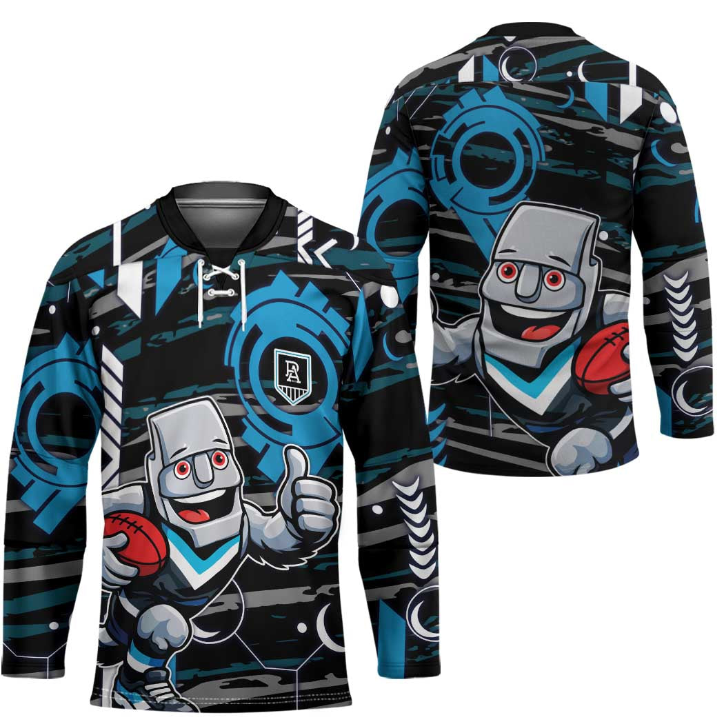 Port Adelaide Power Hockey Jersey Mascot Cartoon Football Illustration Style