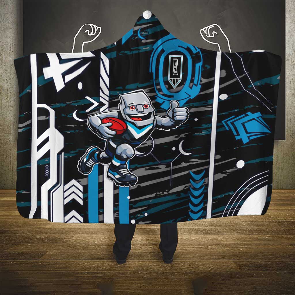 Port Adelaide Power Hooded Blanket Mascot Cartoon Football Illustration Style