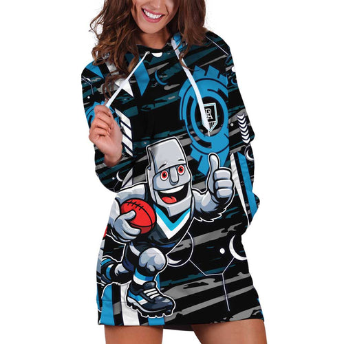 Port Adelaide Power Hoodie Dress Mascot Cartoon Football Illustration Style