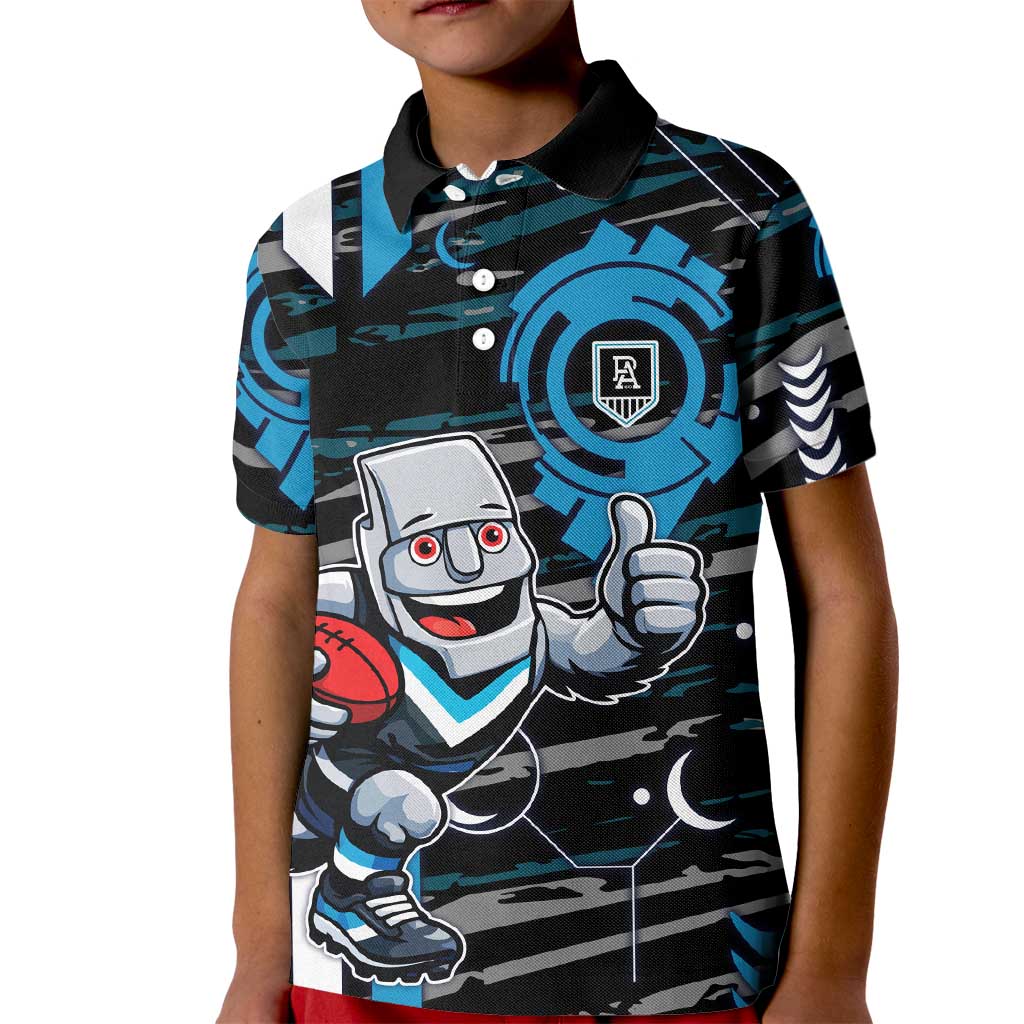 Port Adelaide Power Kid Polo Shirt Mascot Cartoon Football Illustration Style