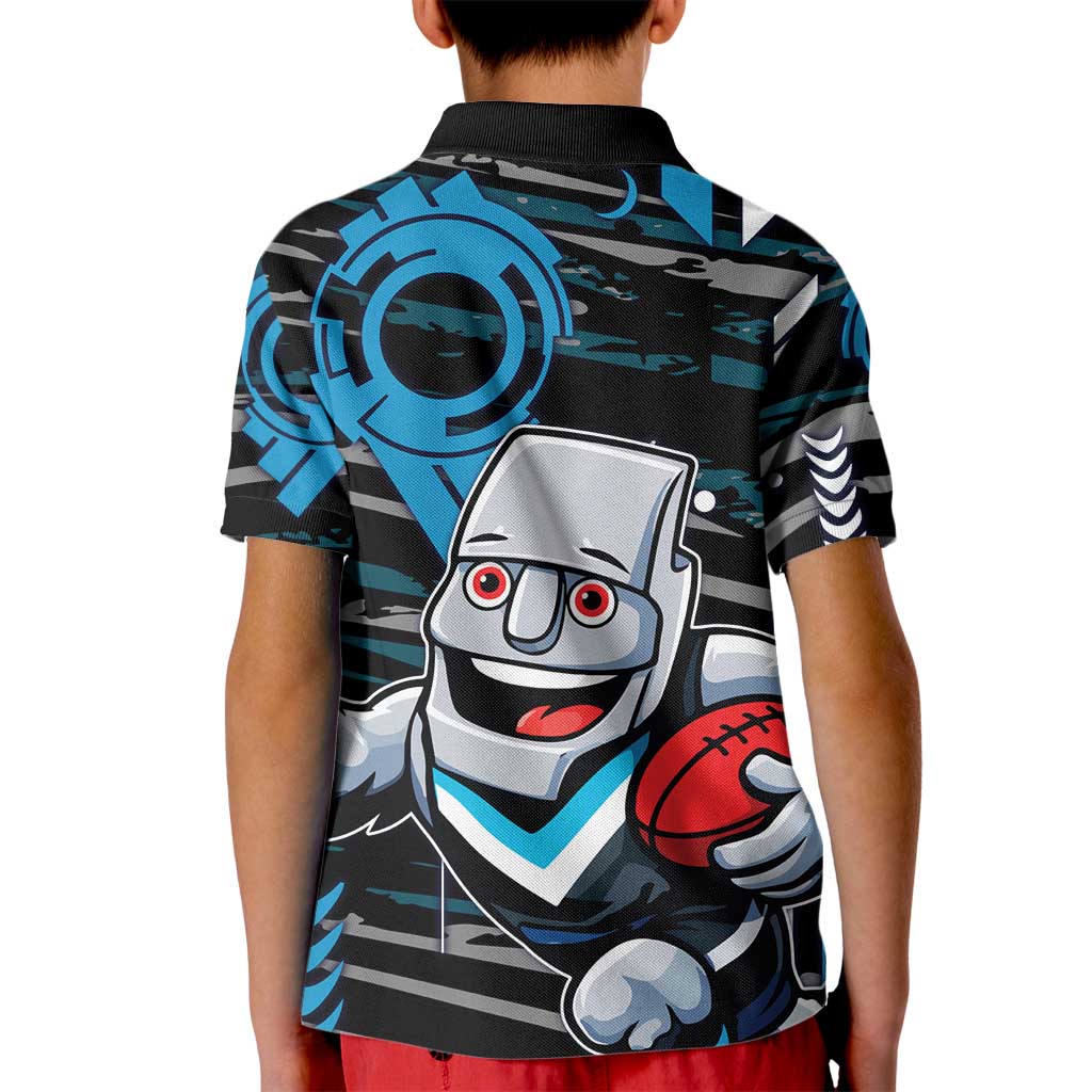 Port Adelaide Power Kid Polo Shirt Mascot Cartoon Football Illustration Style