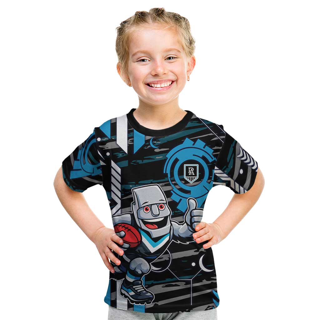 Port Adelaide Power Kid T Shirt Mascot Cartoon Football Illustration Style