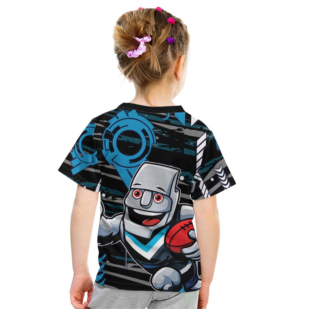 Port Adelaide Power Kid T Shirt Mascot Cartoon Football Illustration Style