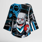 Port Adelaide Power Kimono Sleeve Blouse Mascot Cartoon Football Illustration Style