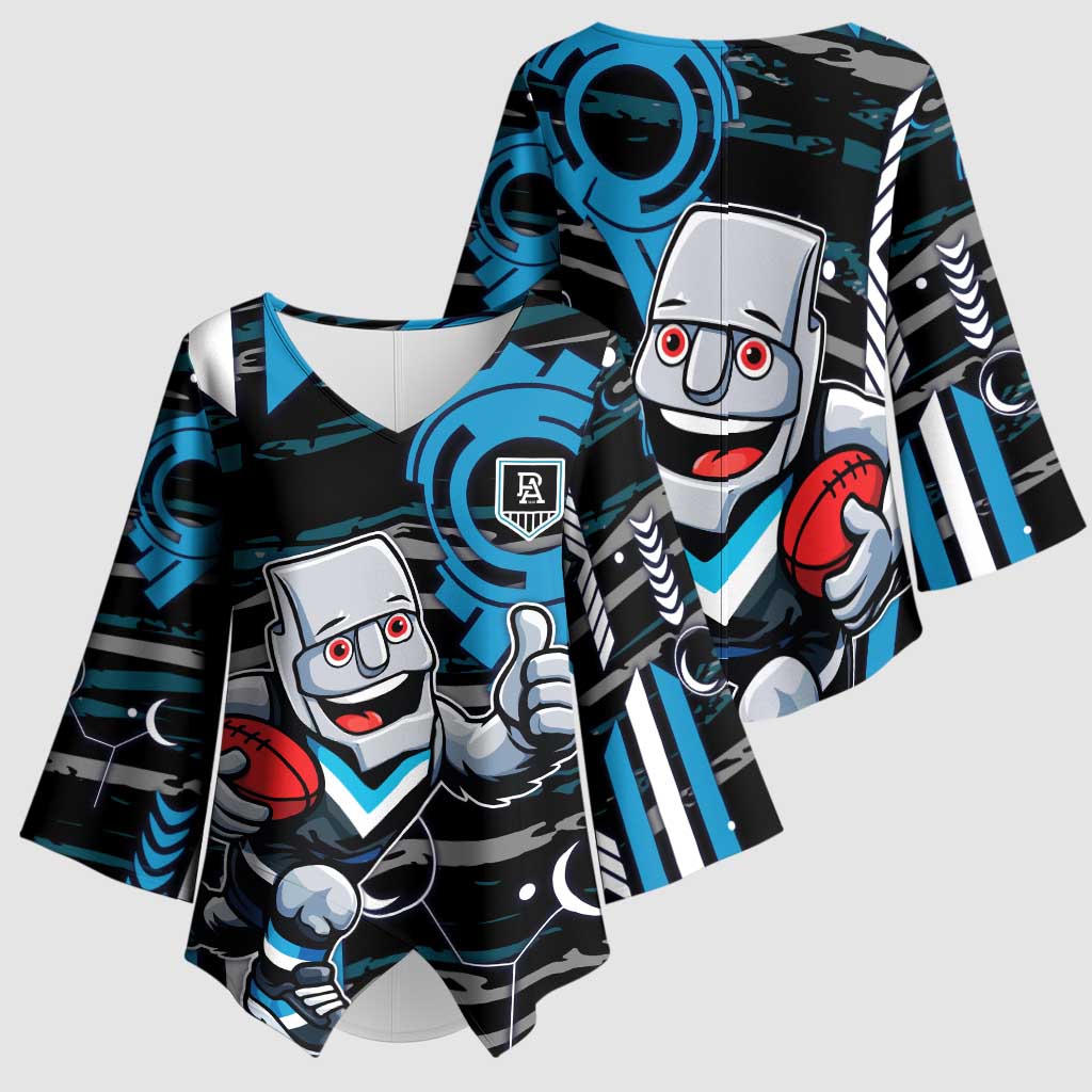 Port Adelaide Power Kimono Sleeve Blouse Mascot Cartoon Football Illustration Style