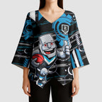 Port Adelaide Power Kimono Sleeve Blouse Mascot Cartoon Football Illustration Style