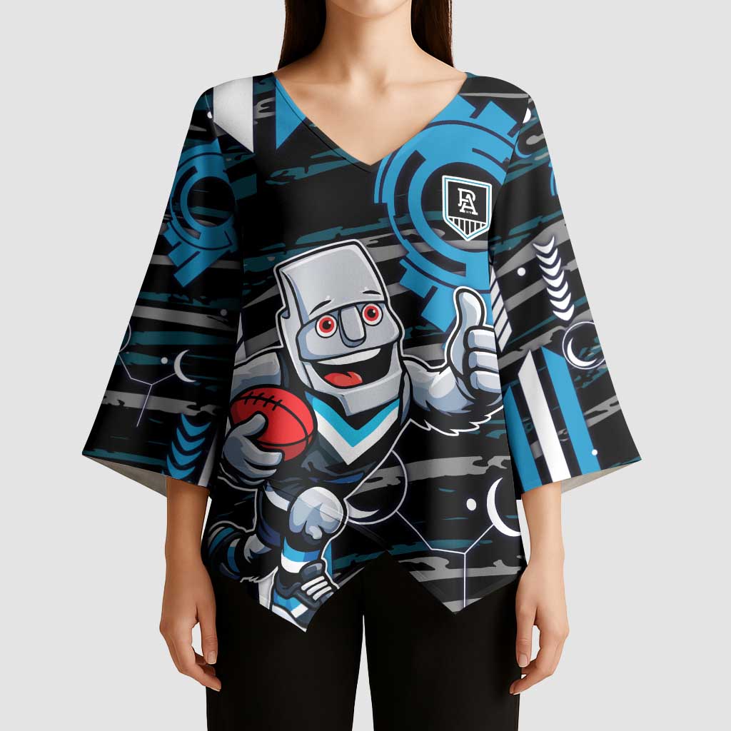 Port Adelaide Power Kimono Sleeve Blouse Mascot Cartoon Football Illustration Style