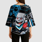 Port Adelaide Power Kimono Sleeve Blouse Mascot Cartoon Football Illustration Style