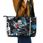 Port Adelaide Power Leather Tote Bag Mascot Cartoon Football Illustration Style