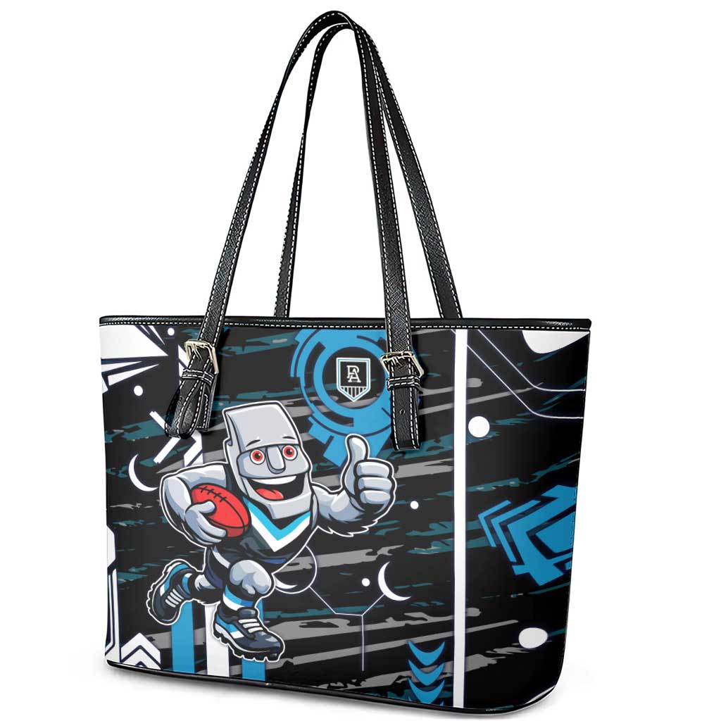 Port Adelaide Power Leather Tote Bag Mascot Cartoon Football Illustration Style