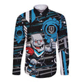 Port Adelaide Power Long Sleeve Button Shirt Mascot Cartoon Football Illustration Style