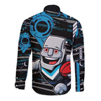Port Adelaide Power Long Sleeve Button Shirt Mascot Cartoon Football Illustration Style