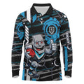 Port Adelaide Power Long Sleeve Polo Shirt Mascot Cartoon Football Illustration Style