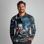 Port Adelaide Power Long Sleeve Polo Shirt Mascot Cartoon Football Illustration Style