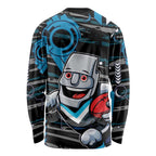 Port Adelaide Power Long Sleeve Shirt Mascot Cartoon Football Illustration Style
