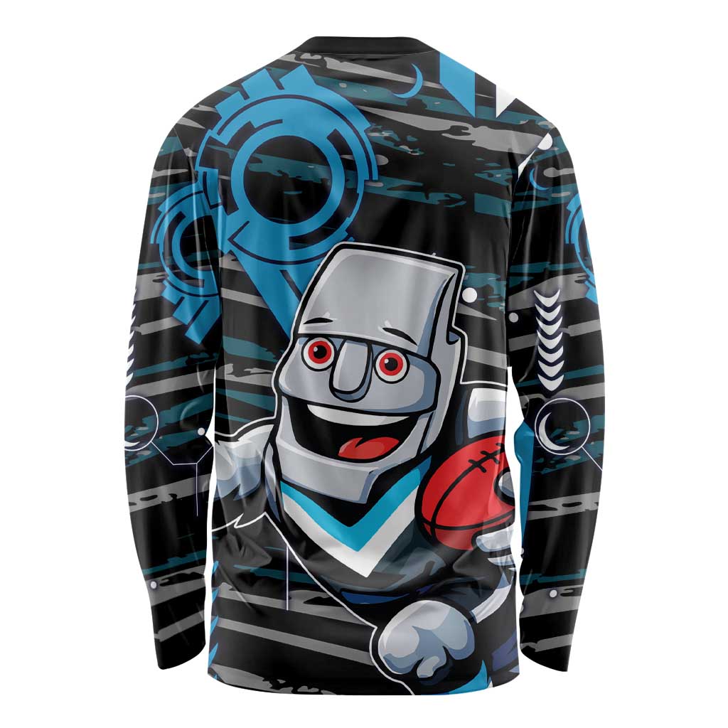 Port Adelaide Power Long Sleeve Shirt Mascot Cartoon Football Illustration Style