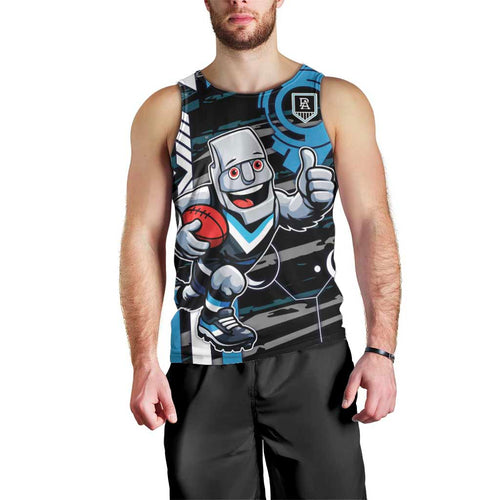 Port Adelaide Power Men Tank Top Mascot Cartoon Football Illustration Style