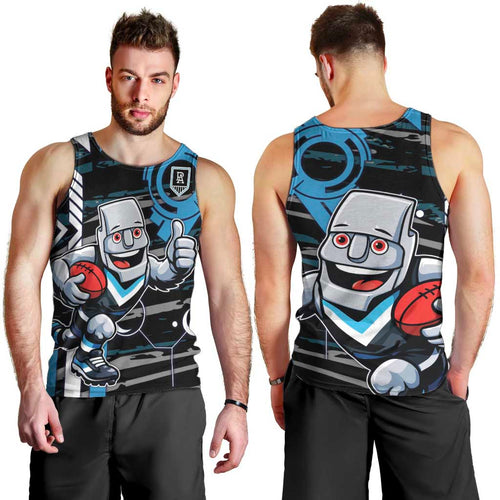 Port Adelaide Power Men Tank Top Mascot Cartoon Football Illustration Style
