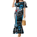 Port Adelaide Power Mermaid Dress Mascot Cartoon Football Illustration Style