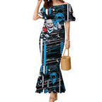 Port Adelaide Power Mermaid Dress Mascot Cartoon Football Illustration Style