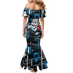 Port Adelaide Power Mermaid Dress Mascot Cartoon Football Illustration Style