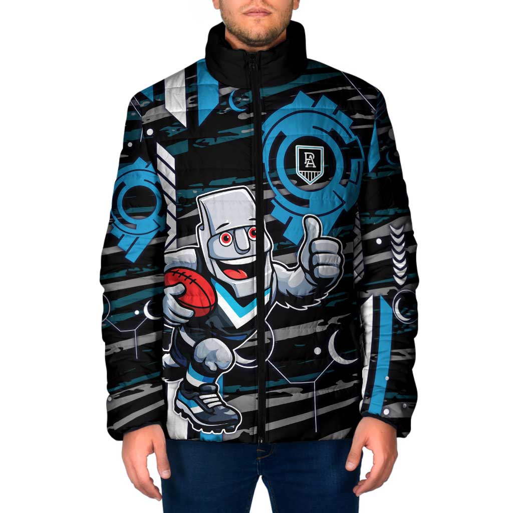 Port Adelaide Power Padded Jacket Mascot Cartoon Football Illustration Style