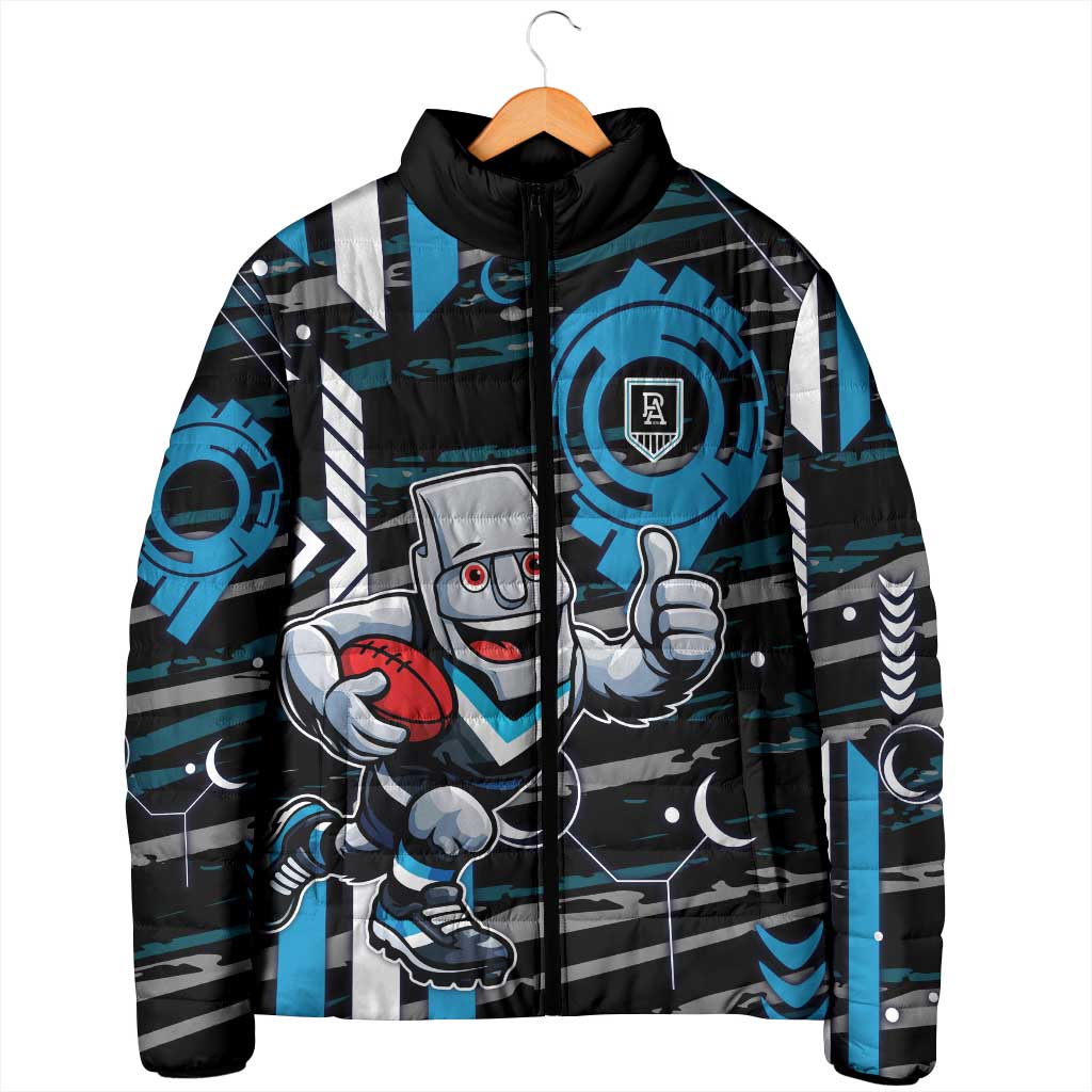 Port Adelaide Power Padded Jacket Mascot Cartoon Football Illustration Style