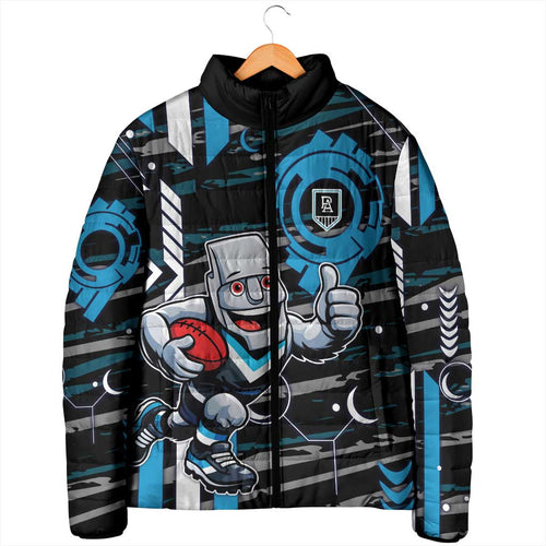 Port Adelaide Power Padded Jacket Mascot Cartoon Football Illustration Style