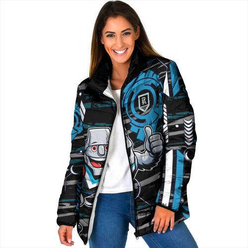 Port Adelaide Power Padded Jacket Mascot Cartoon Football Illustration Style