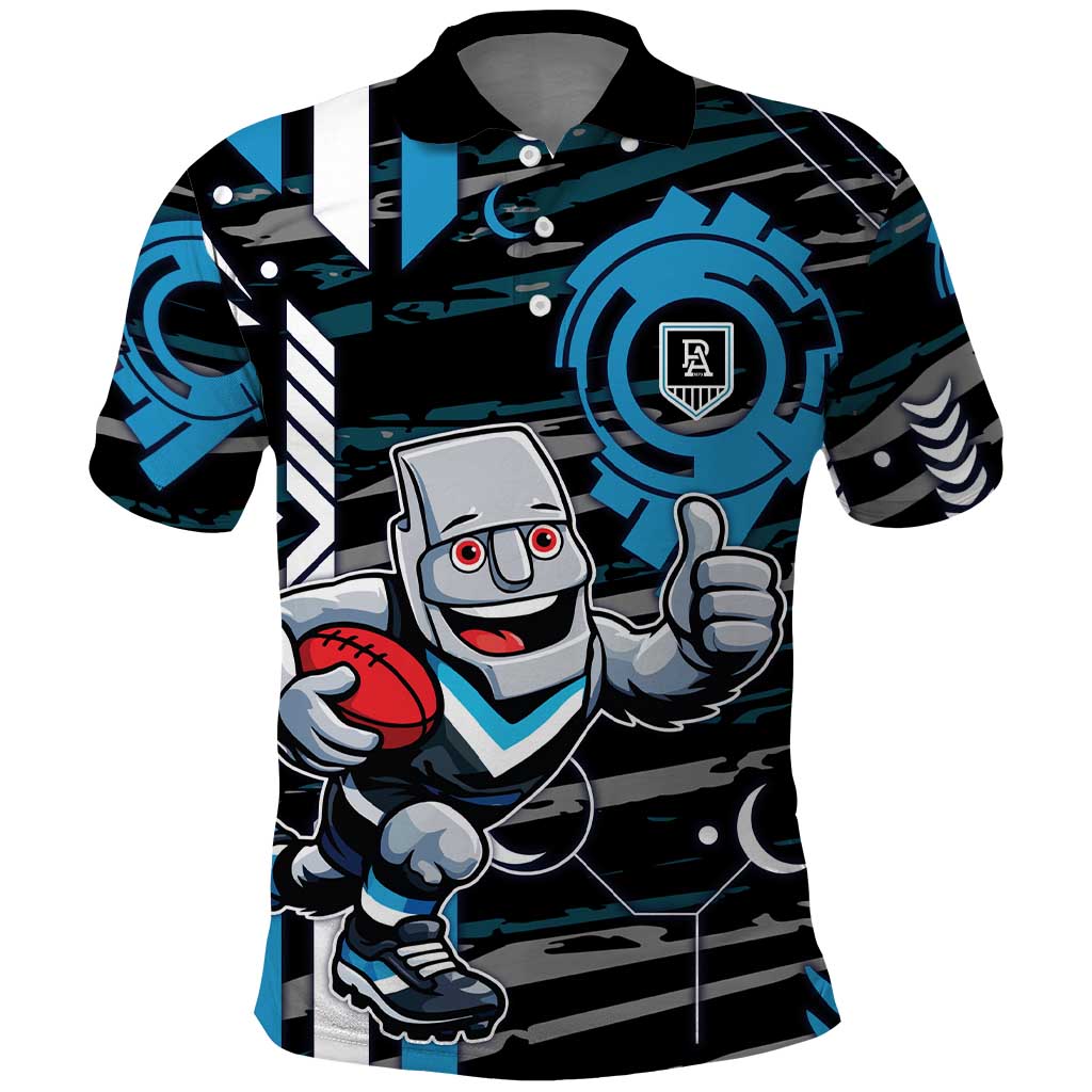 Port Adelaide Power Polo Shirt Mascot Cartoon Football Illustration Style