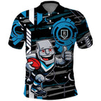 Port Adelaide Power Polo Shirt Mascot Cartoon Football Illustration Style