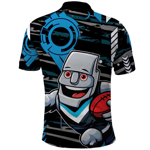 Port Adelaide Power Polo Shirt Mascot Cartoon Football Illustration Style