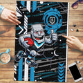 Port Adelaide Power Puzzle Mascot Cartoon Football Illustration Style