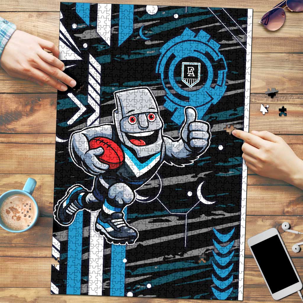 Port Adelaide Power Puzzle Mascot Cartoon Football Illustration Style