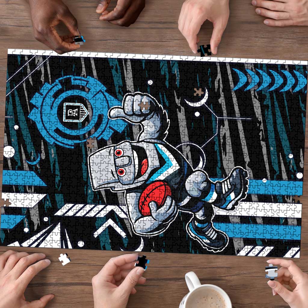 Port Adelaide Power Puzzle Mascot Cartoon Football Illustration Style