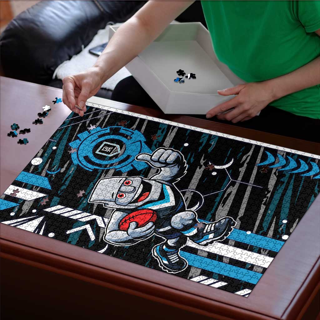 Port Adelaide Power Puzzle Mascot Cartoon Football Illustration Style