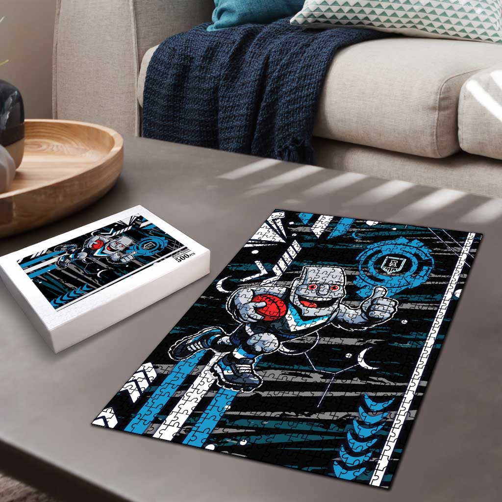 Port Adelaide Power Puzzle Mascot Cartoon Football Illustration Style
