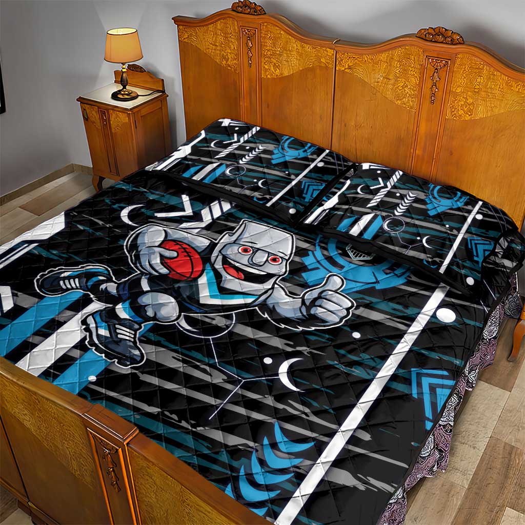 Port Adelaide Power Quilt Bed Set Mascot Cartoon Football Illustration Style