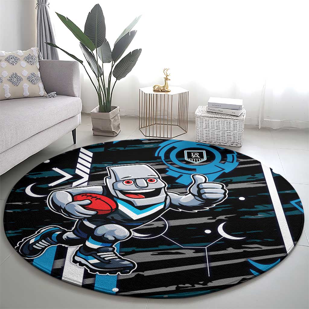 Port Adelaide Power Round Carpet Mascot Cartoon Football Illustration Style