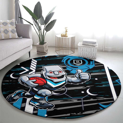 Port Adelaide Power Round Carpet Mascot Cartoon Football Illustration Style